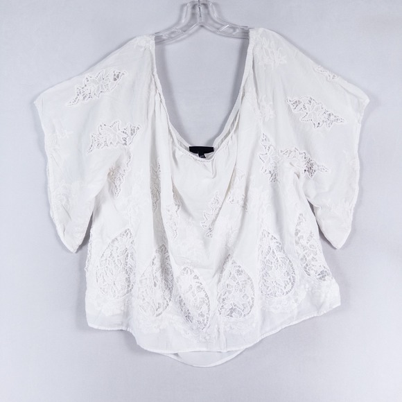 Lane Bryant Tops - Lane Bryant Blouse Top Womens 26/28 4X White Lace Crochet Flutter Sleeve Boho